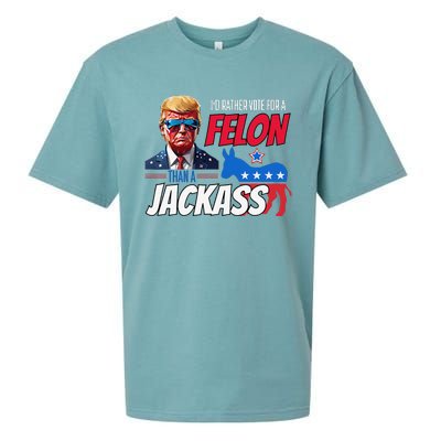 ID Rather Vote For A Felon Than A Jackass Donald Trump 2024 Sueded Cloud Jersey T-Shirt