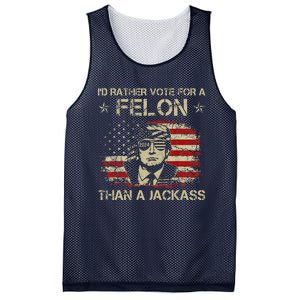 Id Rather Vote For A Felon Than A Jackass Trump America Mesh Reversible Basketball Jersey Tank