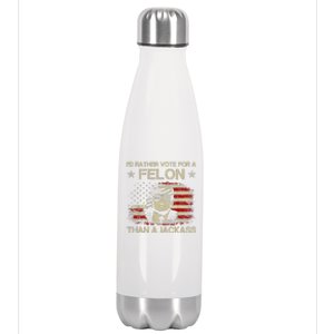 Id Rather Vote For A Felon Than A Jackass Trump America Stainless Steel Insulated Water Bottle