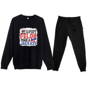 ID Rather Vote For A Felon Than A Jackass Trump America Premium Crewneck Sweatsuit Set