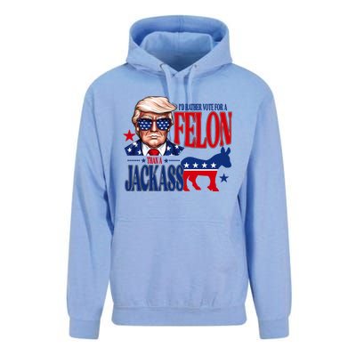 Id Rather Vote For A Felon Than A Jackass Trump 2024 Unisex Surf Hoodie