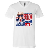 Id Rather Vote For A Felon Than A Jackass Trump 2024 V-Neck T-Shirt