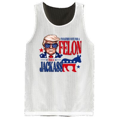 Id Rather Vote For A Felon Than A Jackass Trump 2024 Mesh Reversible Basketball Jersey Tank