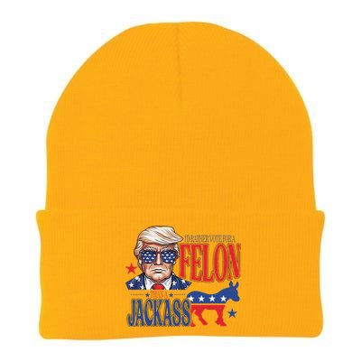 ID Rather Vote For A Felon Than A Jackass Trump America Knit Cap Winter Beanie