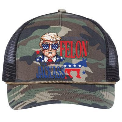 ID Rather Vote For A Felon Than A Jackass Trump America Retro Rope Trucker Hat Cap