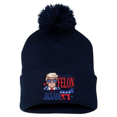 ID Rather Vote For A Felon Than A Jackass Trump America Pom Pom 12in Knit Beanie