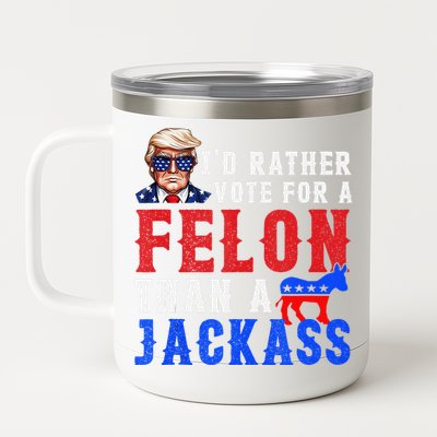 ID Rather Vote For Felon Than A Jackass 12 oz Stainless Steel Tumbler Cup