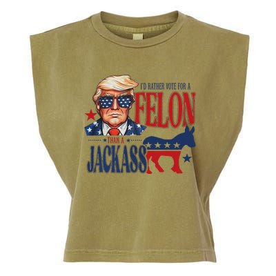 ID Rather Vote For Felon Than A Jackass Garment-Dyed Women's Muscle Tee