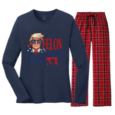 ID Rather Vote For Felon Than A Jackass Women's Long Sleeve Flannel Pajama Set 