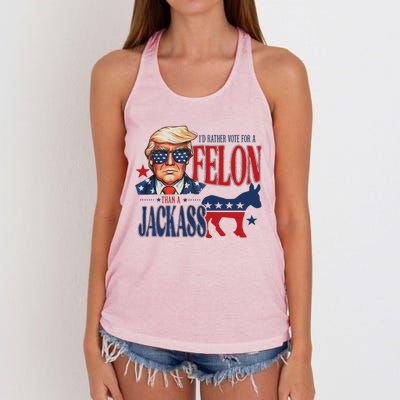 ID Rather Vote For Felon Than A Jackass Women's Knotted Racerback Tank