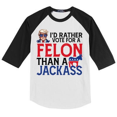 Id Rather Vote For A Felon Than A Jackass Trump America Kids Colorblock Raglan Jersey