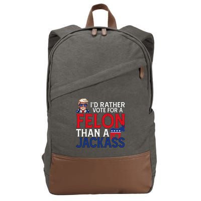 Id Rather Vote For A Felon Than A Jackass Trump America Cotton Canvas Backpack