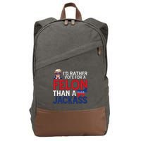 Id Rather Vote For A Felon Than A Jackass Trump America Cotton Canvas Backpack