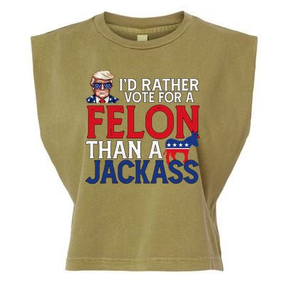 Id Rather Vote For A Felon Than A Jackass Trump America Garment-Dyed Women's Muscle Tee