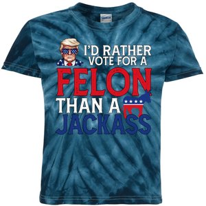 Id Rather Vote For A Felon Than A Jackass Trump America Kids Tie-Dye T-Shirt