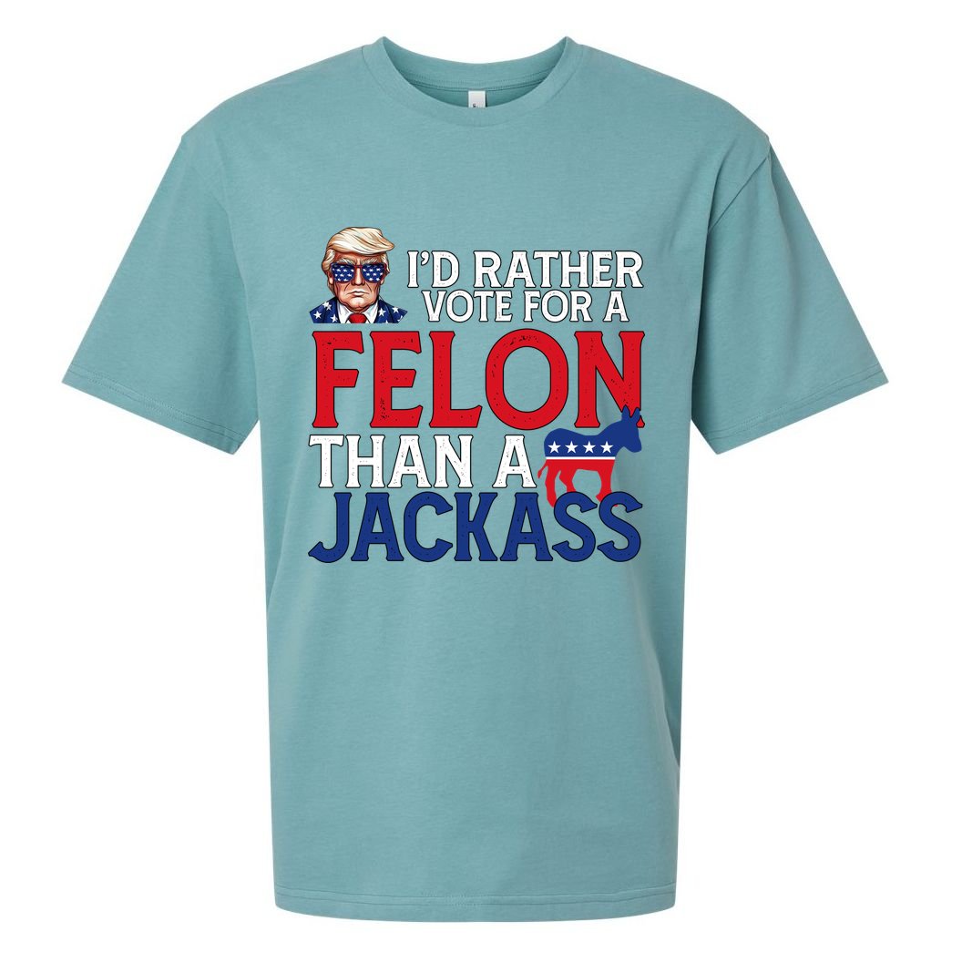 Id Rather Vote For A Felon Than A Jackass Trump America Sueded Cloud Jersey T-Shirt