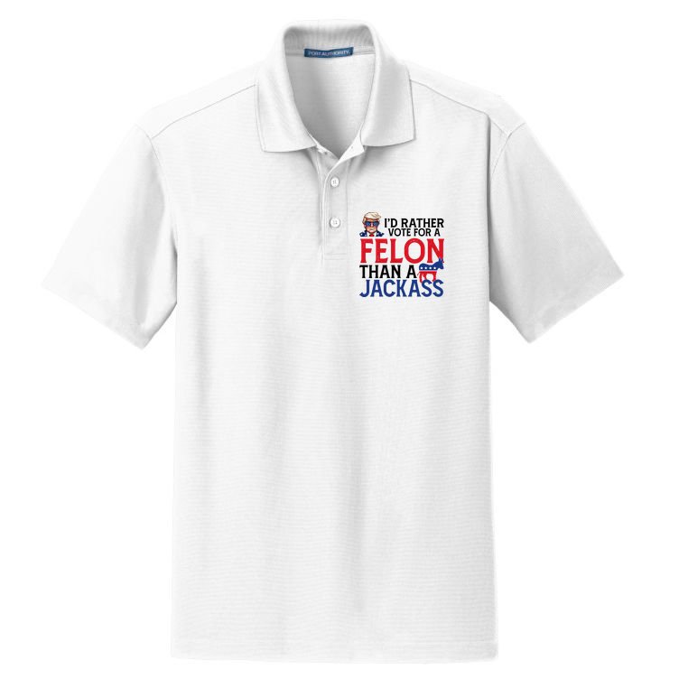 Id Rather Vote For A Felon Than A Jackass Trump America Dry Zone Grid Polo