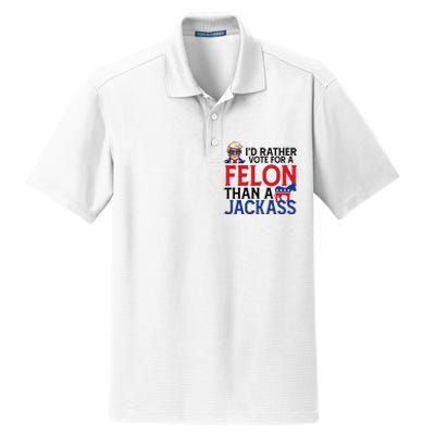 Id Rather Vote For A Felon Than A Jackass Trump America Dry Zone Grid Polo