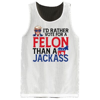 Id Rather Vote For A Felon Than A Jackass Trump America Mesh Reversible Basketball Jersey Tank