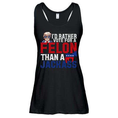 Id Rather Vote For A Felon Than A Jackass Trump 2024 Ladies Essential Flowy Tank