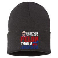 Id Rather Vote For A Felon Than A Jackass Trump 2024 Sustainable Knit Beanie