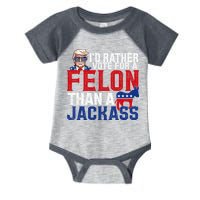 Id Rather Vote For A Felon Than A Jackass Trump 2024 Infant Baby Jersey Bodysuit