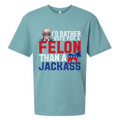 Id Rather Vote For A Felon Than A Jackass Trump 2024 Sueded Cloud Jersey T-Shirt