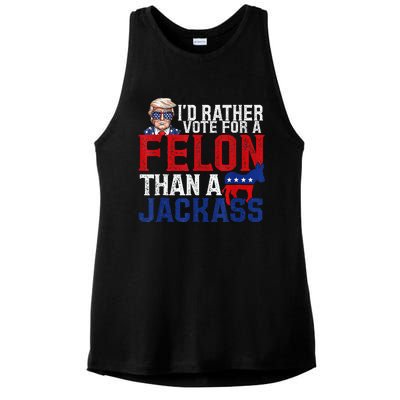 ID Rather Vote For A Felon Than A Jackass Trump Ladies PosiCharge Tri-Blend Wicking Tank