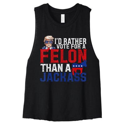 ID Rather Vote For A Felon Than A Jackass Trump Women's Racerback Cropped Tank