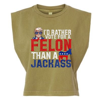 ID Rather Vote For A Felon Than A Jackass Trump Garment-Dyed Women's Muscle Tee