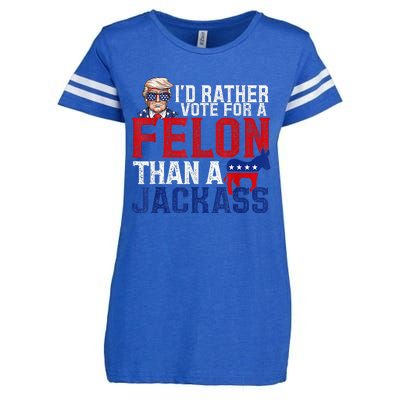 ID Rather Vote For A Felon Than A Jackass Trump Enza Ladies Jersey Football T-Shirt