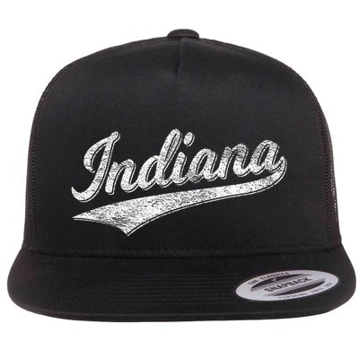 Indiana Retro Vintage Baseball Sports Script Flag Swoosh Flatbill Hat