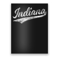 Indiana Retro Vintage Baseball Sports Script Flag Swoosh Poster