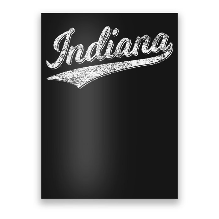 Indiana Retro Vintage Baseball Sports Script Flag Swoosh Poster