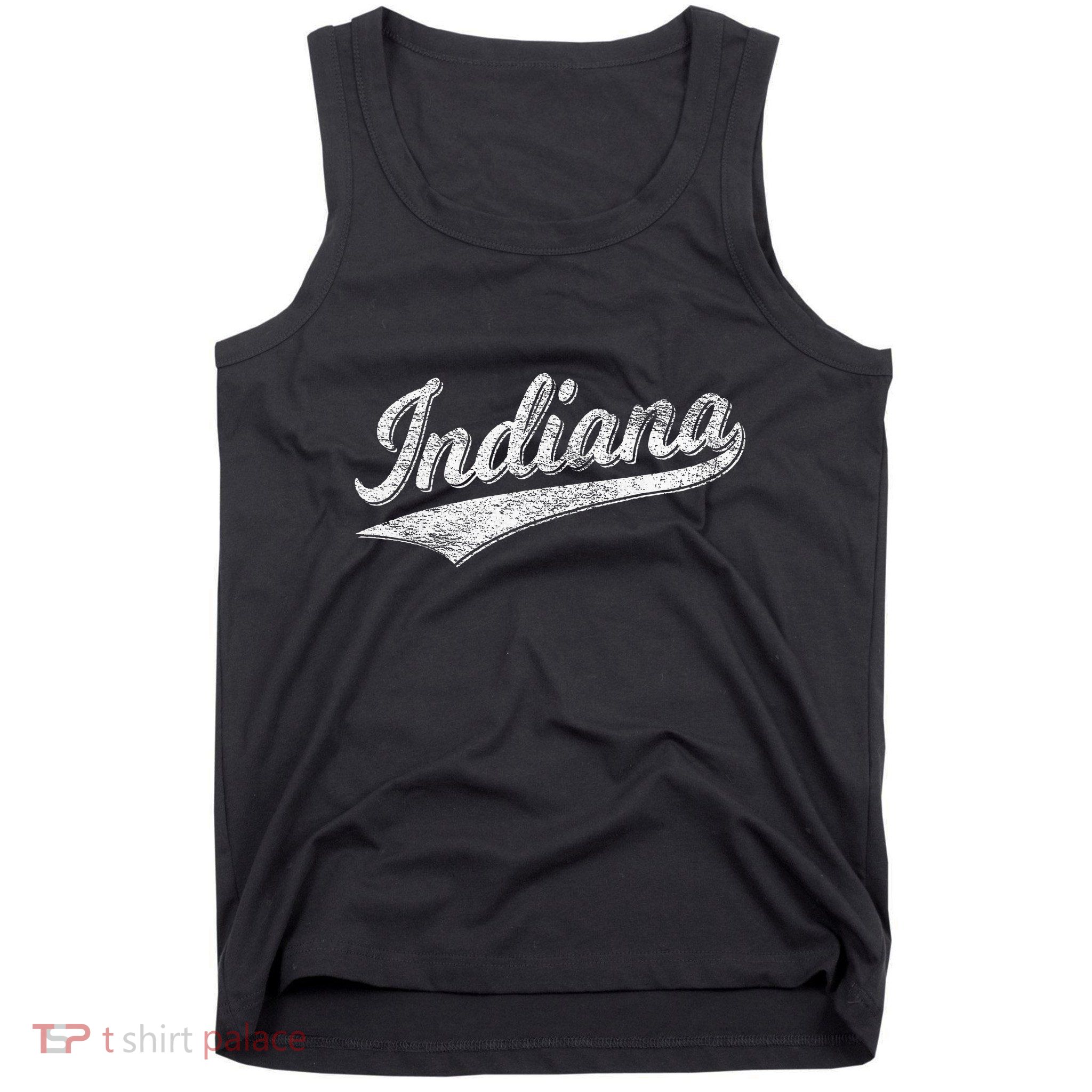 Indiana Retro Vintage Baseball Sports Script Flag Swoosh Tank Top