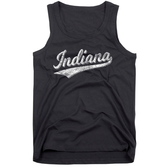 Indiana Retro Vintage Baseball Sports Script Flag Swoosh Tank Top