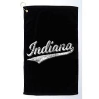 Indiana Retro Vintage Baseball Sports Script Flag Swoosh Golf Towel