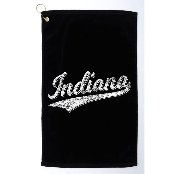 Indiana Retro Vintage Baseball Sports Script Flag Swoosh Golf Towel
