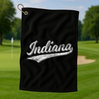 Indiana Retro Vintage Baseball Sports Script Flag Swoosh Golf Towel