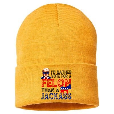 ID Rather Vote For A Felon Than A Jackass Trump America Sustainable Knit Beanie