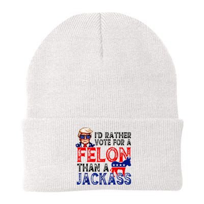 ID Rather Vote For A Felon Than A Jackass Trump America Knit Cap Winter Beanie