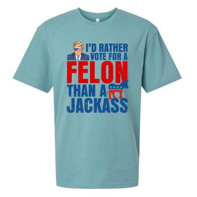 Id Rather Vote For A Felon Than A Jackass Trump 2024 Sueded Cloud Jersey T-Shirt