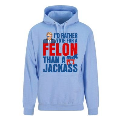 Id Rather Vote For A Felon Than A Jackass Trump 2024 Unisex Surf Hoodie