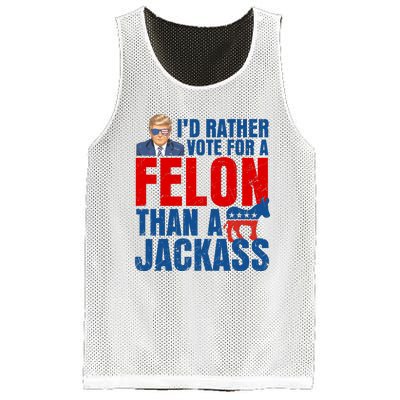 Id Rather Vote For A Felon Than A Jackass Trump 2024 Mesh Reversible Basketball Jersey Tank