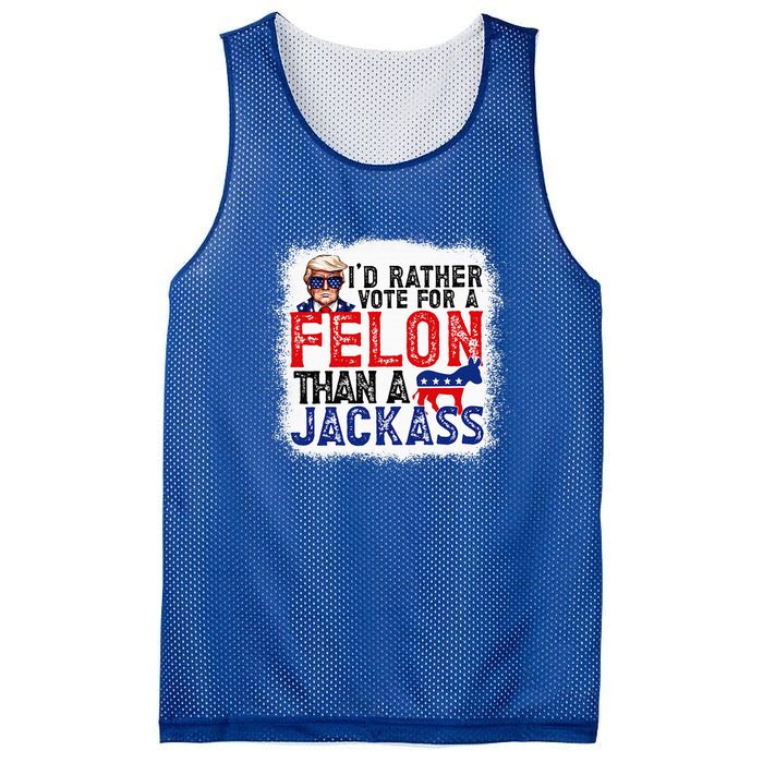 ID Rather Vote For A Felon Than A Jackass Trump Mesh Reversible Basketball Jersey Tank