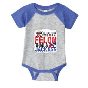 ID Rather Vote For A Felon Than A Jackass Trump Infant Baby Jersey Bodysuit