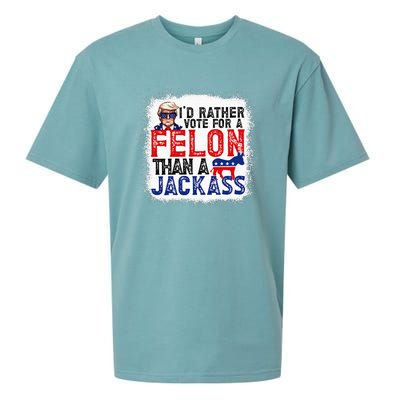 ID Rather Vote For A Felon Than A Jackass Trump Sueded Cloud Jersey T-Shirt