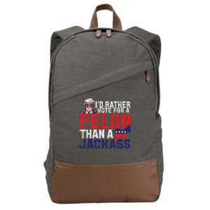 Id Rather Vote For A Felon Than A Jackass Trump America Cotton Canvas Backpack