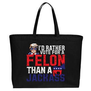 Id Rather Vote For A Felon Than A Jackass Trump America Cotton Canvas Jumbo Tote