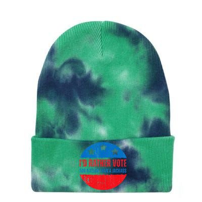 ID Rather Vote For A Felon Than A Jackass Election Trump 24 Tie Dye 12in Knit Beanie